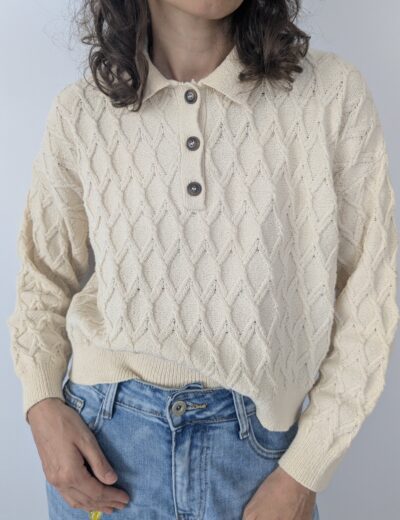MNG Strickpullover Creme - Größe S
