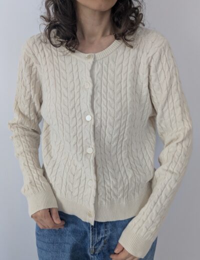 Strickjacke Creme - Größe L