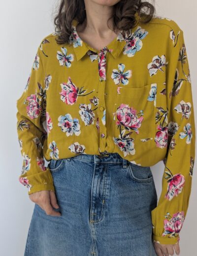 Boden Bluse Blumenprint Senfgelb Damen