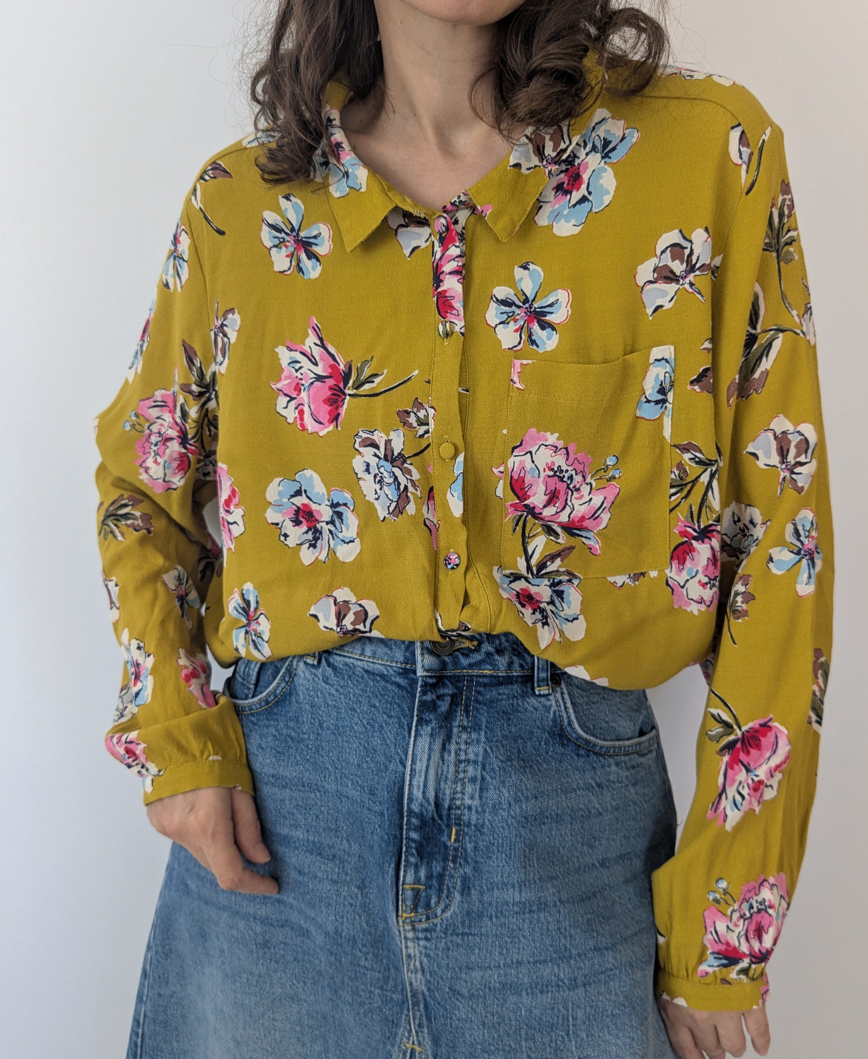 Boden Bluse Blumenprint Senfgelb Damen