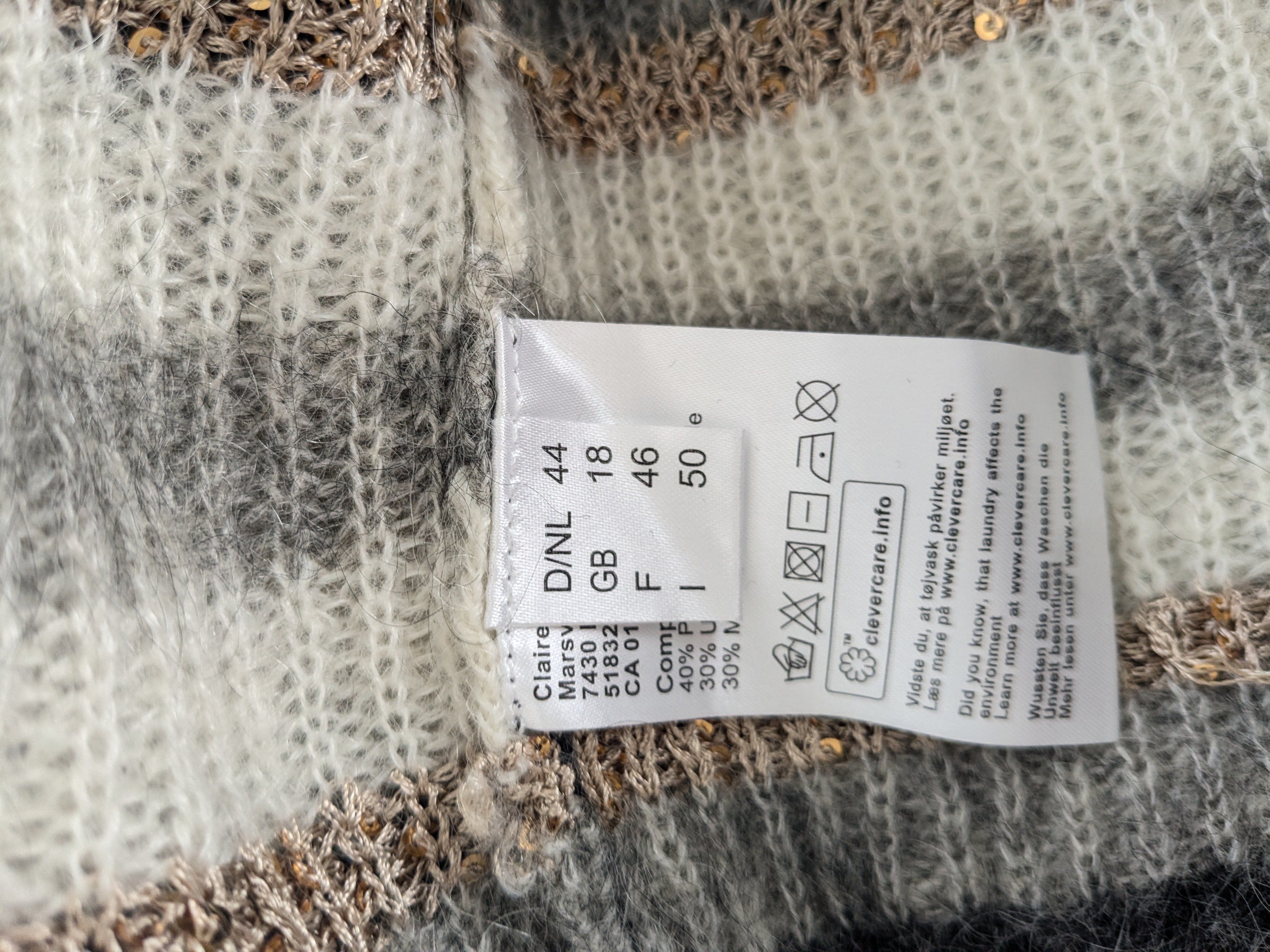 Langer Mohair-Cardigan von Claire Woman mit Streifen und Pailletten, Gr. 44 – Bild 5