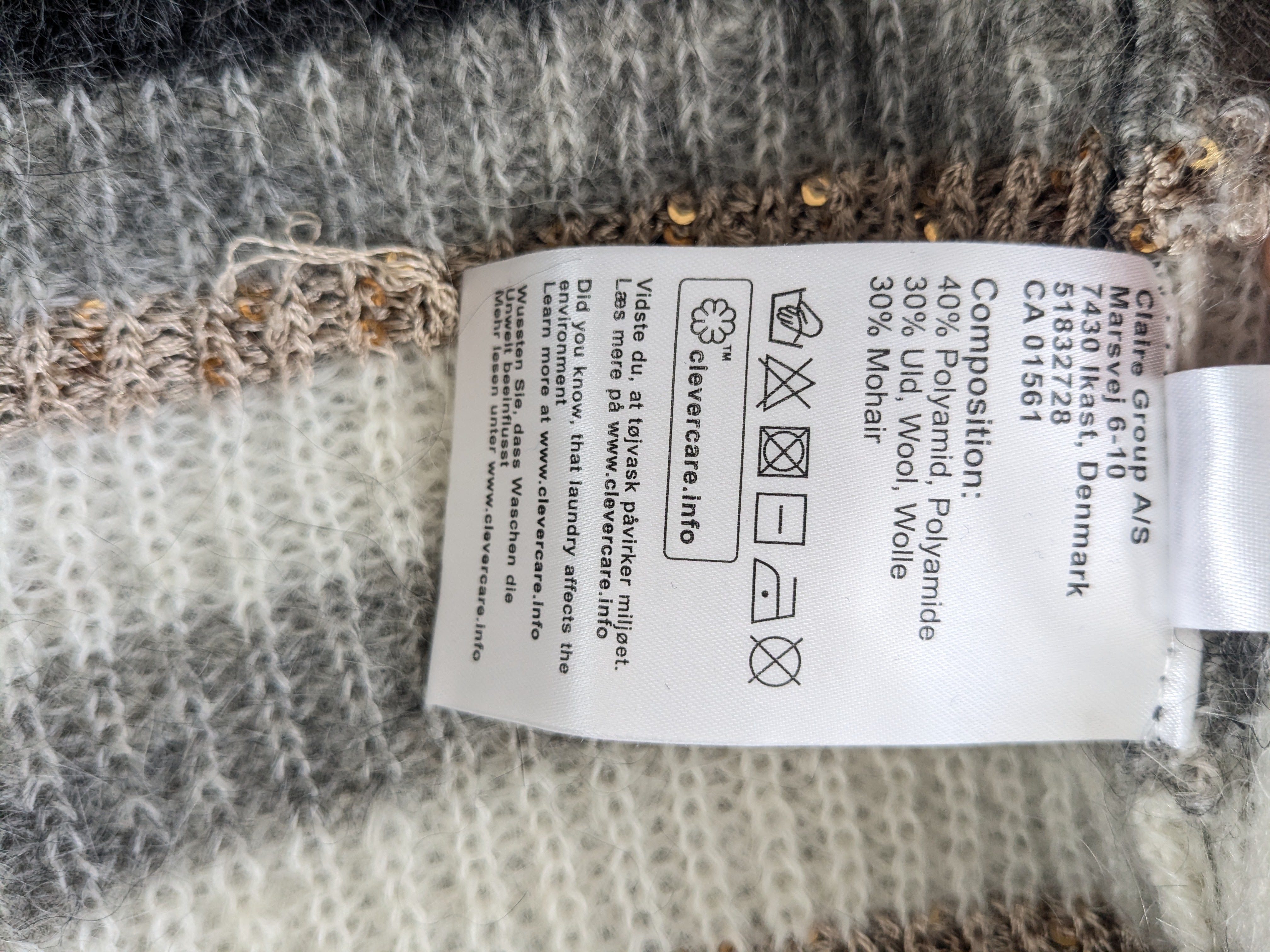 Langer Mohair-Cardigan von Claire Woman mit Streifen und Pailletten, Gr. 44 – Bild 6